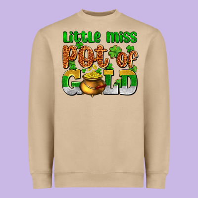St. Patrick's Little Miss Pot Of Gold Heavyweight Sweatshirt Designed By Oliviacreatesart