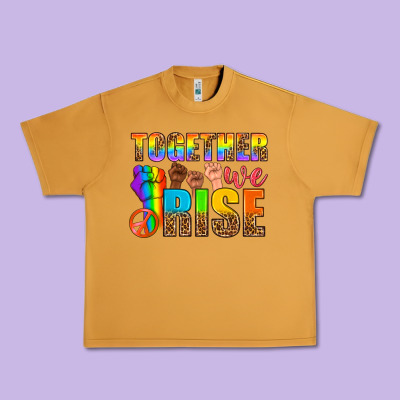 Lgbtq+ Together We Rise Urban Heavy Tee Designed By Nancycooperartshop