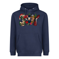 Navy joy Christmas cows Heavyweight Hoodie - CowhideDigitalArt
