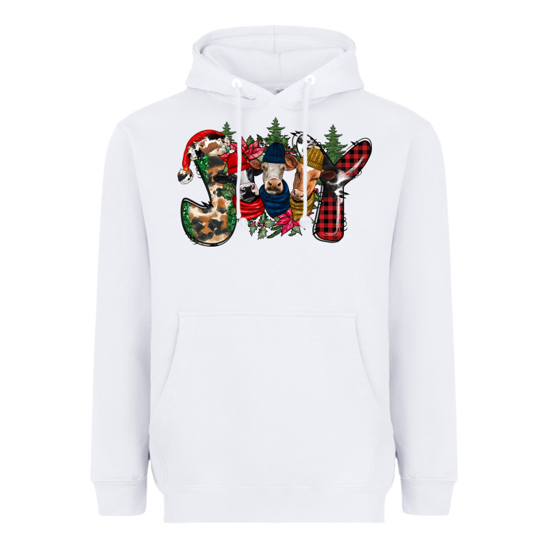 Joy Christmas Cows Heavyweight Hoodie by CowhideDigitalArt | Teevron