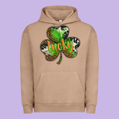St. Patricks Day Lucky Shamrock Urban Hoodie Designed By Barkaloodesign