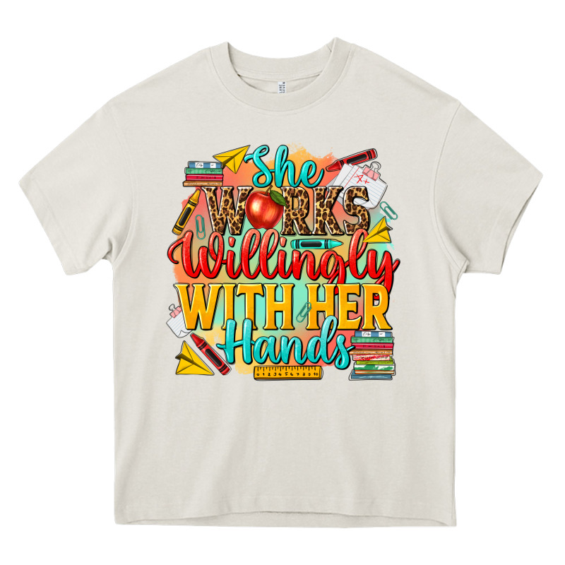 She Works Willingly With Her Hands Teacher Heavy Core Tee by NancyCooperArtShop | Teevron