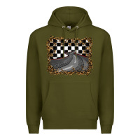 Army Green leopard racing  background Premium Hoodie - RanaPortraitStore