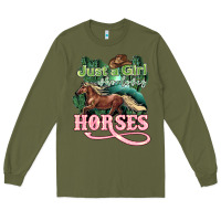 Army Green Just a girl who loves Horses Long Sleeve Tee - HowdyJamesFarm