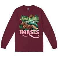 Burgundy Just a girl who loves Horses Long Sleeve Tee - HowdyJamesFarm
