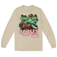 Mushroom Just a girl who loves Horses Long Sleeve Tee - HowdyJamesFarm
