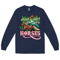 Navy Just a girl who loves Horses Long Sleeve Tee - HowdyJamesFarm