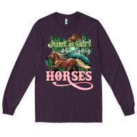 Plum Just a girl who loves Horses Long Sleeve Tee - HowdyJamesFarm