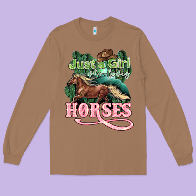 Just A Girl Who Loves Horses Long Sleeve Tee Designed By Howdyjamesfarm