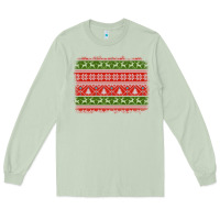 Matcha knitted christmas reindeer pine tree background Long Sleeve Tee - Jasminsmagicworld