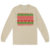 Mushroom knitted christmas reindeer pine tree background Long Sleeve Tee - Jasminsmagicworld