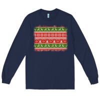 Navy knitted christmas reindeer pine tree background Long Sleeve Tee - Jasminsmagicworld