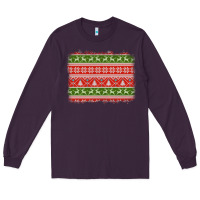 Plum knitted christmas reindeer pine tree background Long Sleeve Tee - Jasminsmagicworld