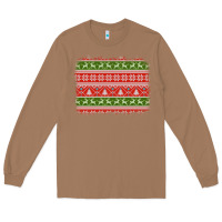Toasted Coconut knitted christmas reindeer pine tree background Long Sleeve Tee - Jasminsmagicworld