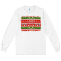 White knitted christmas reindeer pine tree background Long Sleeve Tee - Jasminsmagicworld