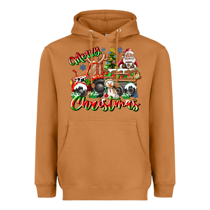 Merry Christmas  Tractor Heavyweight Hoodie by CowhideDigitalArt | Teevron