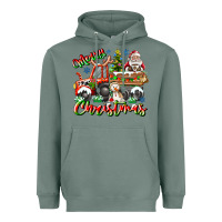 Sage Merry Christmas  tractor Heavyweight Hoodie - CowhideDigitalArt