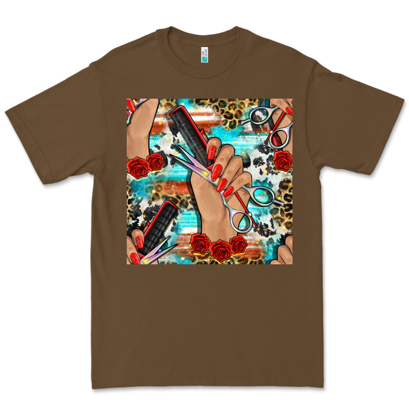 Hairdresser Hand Scissors And Roses With Serape Leopard And Cowhide Se Premium Tee by BundleAndBundleShop | Teevron
