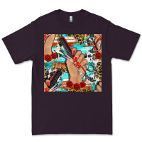 Plum hairdresser hand scissors and roses with serape leopard and cowhide se Premium Tee - BundleAndBundleShop