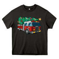 Asphalt christmas fire truck Heavy Core Tee - MaliasSmallBusiness
