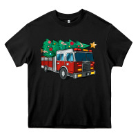 Black christmas fire truck Heavy Core Tee - MaliasSmallBusiness