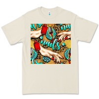 Bone hand and nail polish with turquoise gemstone and leopard seamless patt Premium Tee - BundleAndBundleShop