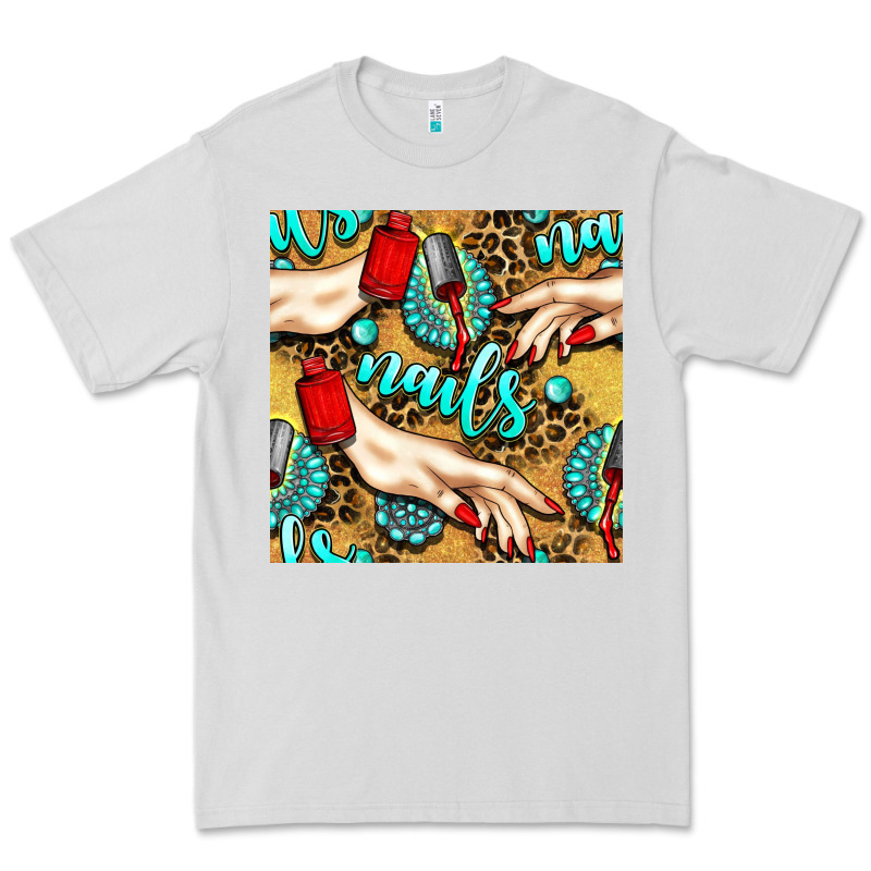 Hand And Nail Polish With Turquoise Gemstone And Leopard Seamless Patt Premium Tee by BundleAndBundleShop | Teevron