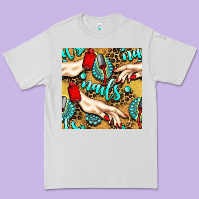 Hand And Nail Polish With Turquoise Gemstone And Leopard Seamless Patt Premium Tee Designed By Bundleandbundleshop