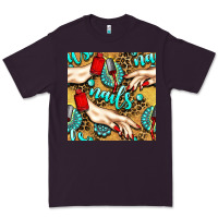 Plum hand and nail polish with turquoise gemstone and leopard seamless patt Premium Tee - BundleAndBundleShop
