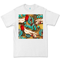 White hand and nail polish with turquoise gemstone and leopard seamless patt Premium Tee - BundleAndBundleShop