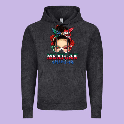 Mexican American Messy Bun Vintage Hoodie Designed By Texasbilliewilder
