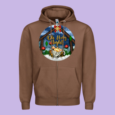 Oh Holy Night Zipper Hoodie Designed By Bundleandbundleshop