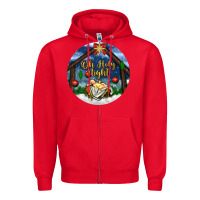 Red oh holy night Zipper Hoodie - BundleAndBundleShop