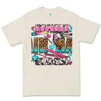 Leopard And Cowhide Hair And Curling Iron With Hearts And Flowers Seam Premium Tee | Teevron