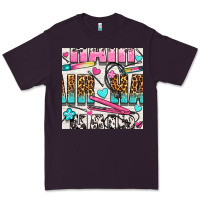 Plum leopard and cowhide hair and curling iron with hearts and flowers seam Premium Tee - BundleAndBundleShop