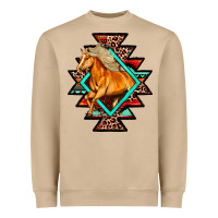 Aztec Symbol White Horse Heavyweight Sweatshirt | Teevron