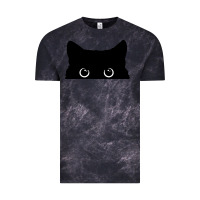 Cloud Black Peeking Cat Vintage Tee - maiPhamDesign