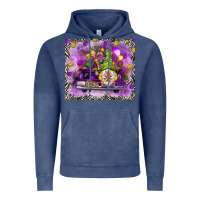 Vintage Denim Mardi Gras gnome on the truck Vintage Hoodie - NancyCooperArtShop