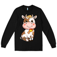 Black Cartoon Cow Long Sleeve Tee - HowdyJamesFarm
