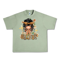 Oil Green Gray Hair Believe Praying Caucasian Messy Bun Urban Heavy Tee - texasbilliewilder