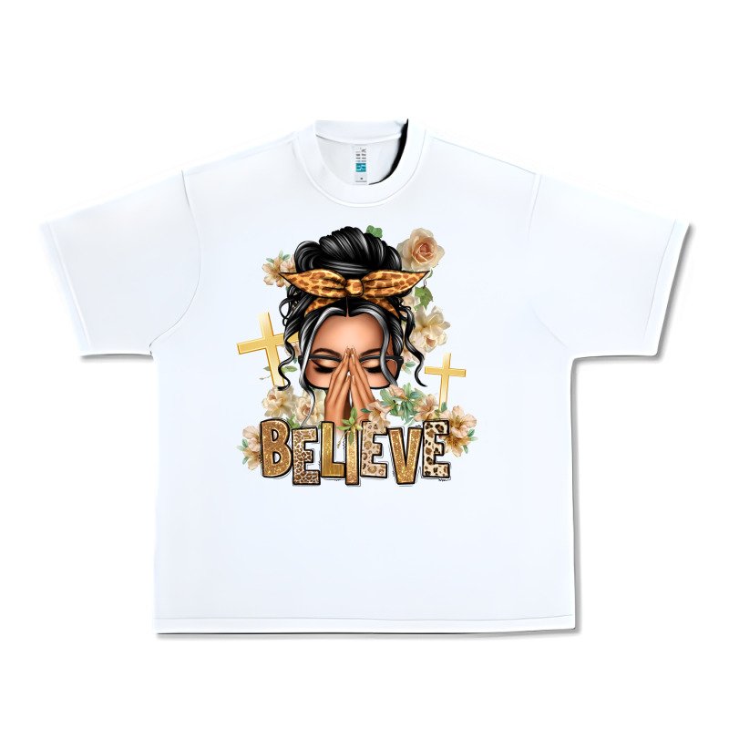 Gray Hair Believe Praying Caucasian Messy Bun Urban Heavy Tee by texasbilliewilder | Teevron