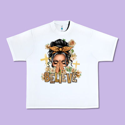Gray Hair Believe Praying Caucasian Messy Bun Urban Heavy Tee Designed By Texasbilliewilder