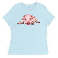 Baby Blue baby pig Ladies Tee - RanaPortraitStore