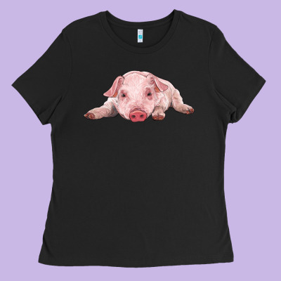 Baby Pig Ladies Tee Designed By Ranaportraitstore