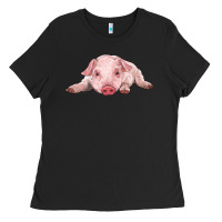 Black baby pig Ladies Tee - RanaPortraitStore