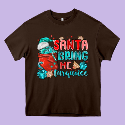 Santa Bring Me Turquoise Heavy Core Tee Designed By Maliassmallbusiness