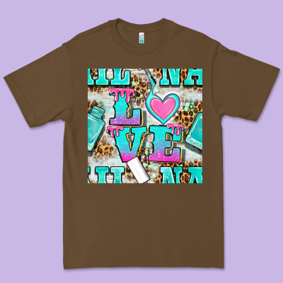 Love Nail And Polish With Leopard Seamless Pattern Bbs Premium Tee Designed By Bundleandbundleshop