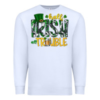 White Half Irish All Trouble Premium Sweatshirt - CowhideDigitalArt