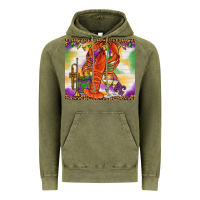 Vintage Olive Mardi Gras crawfish Vintage Hoodie - NancyCooperArtShop