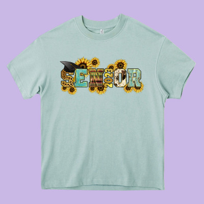 Senior 2023 Sunflower Heavy Core Tee Designed By Nancycooperartshop